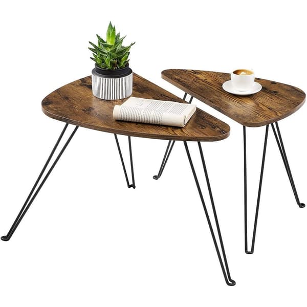 Rootz-sivupöydät 2 kpl - Sohvapöytä Puinen - Teollinen sohvapöytä - Ruskea/Musta - 60 x 38 x 47,5 cm (PxLxK)