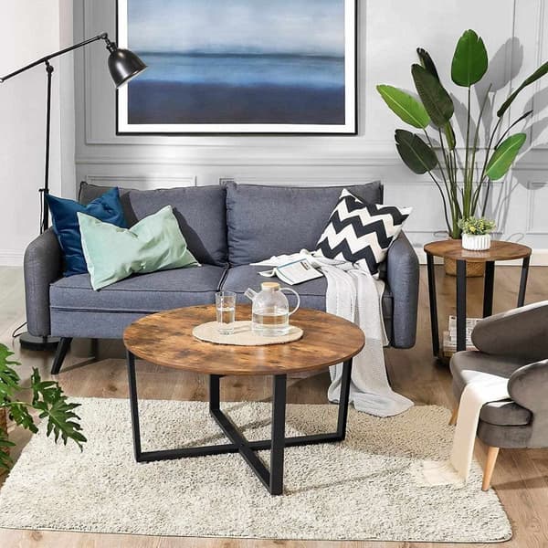 Rootz Pyöreä sohvapöytä - Teollinen tyyli - Sivupöytä - Cocktailpöytä - 88 x 88 x 47 cm