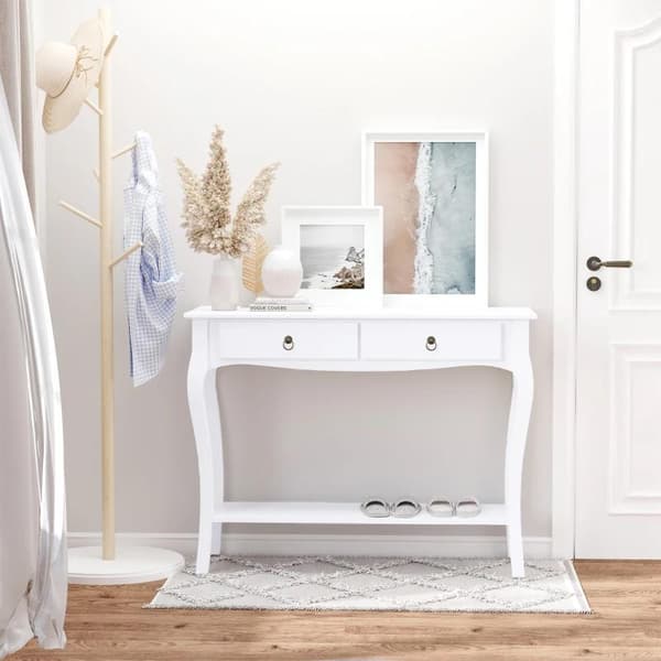 Rootz-konsolipöytä - Konsolipöytä - 2 laatikkoa - Puinen - MDF-Ivory - Valkoinen - 100x33x75cm
