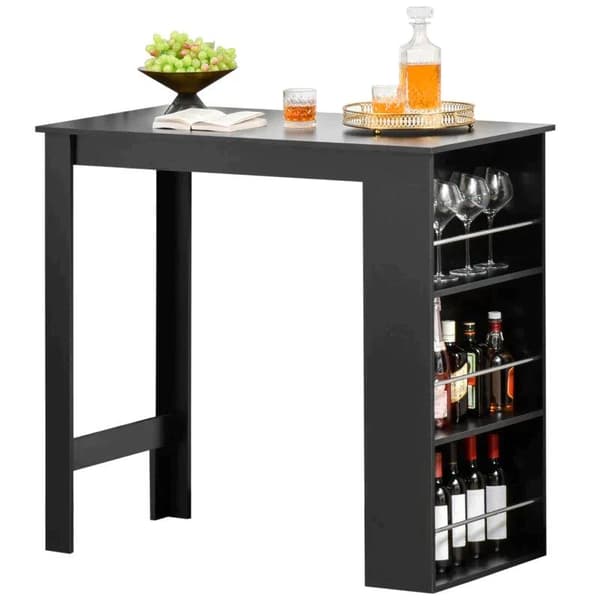 Rootz-baaripöytä - Moderni ruokapöytä - Työpöytä 3 hyllyllä - Lastulevy - Musta - 112 x 57 x 106 cm