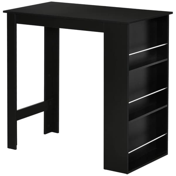 Rootz-baaripöytä - Moderni ruokapöytä - Työpöytä 3 hyllyllä - Lastulevy - Musta - 112 x 57 x 106 cm