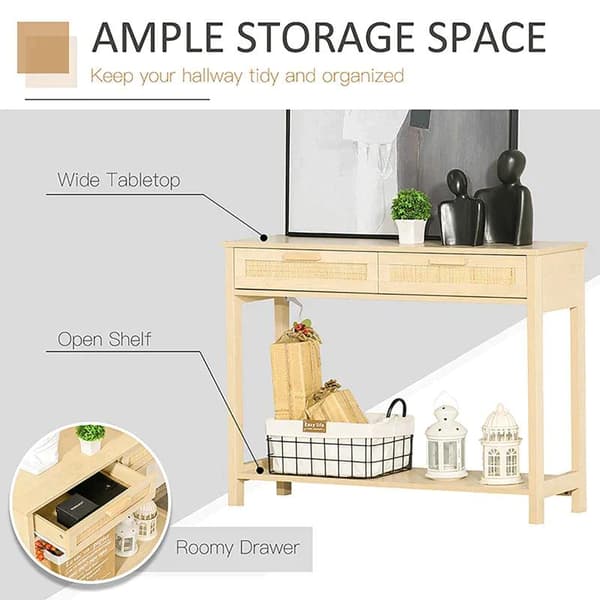 Rootz Console Table - Side Table - Bedroom Console Table - 2 Drawers - Sideboard Entrance - 100 x 30 x 76 cm