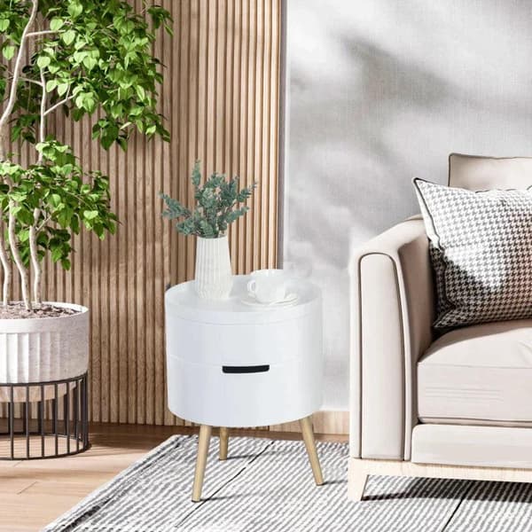 Rootz Side Table - Bedside Table - Sofa Table - 2 Storage Spaces - Coffee Table - Living Room - Wood - White