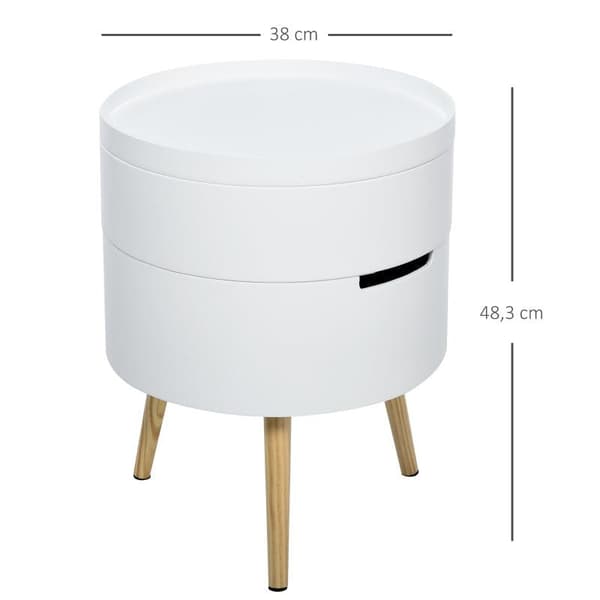 Rootz Side Table - Bedside Table - Sofa Table - 2 Storage Spaces - Coffee Table - Living Room - Wood - White