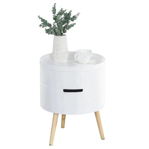 Rootz Side Table - Bedside Table - Sofa Table - 2 Storage Spaces - Coffee Table - Living Room - Wood - White