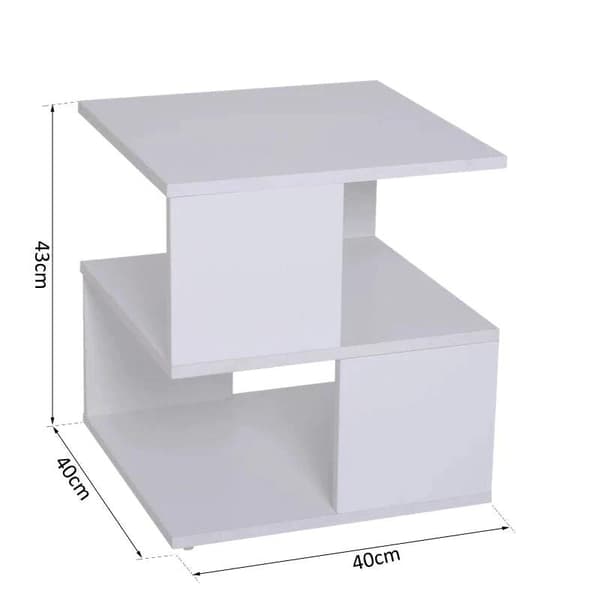 Nancy's Vinings Bijzettafel - Nachtkastje - Opbergutrymme - Två nivåer - Design - Bewerkt Hout - Svart/Vit - 40 x 40 x 43 cm