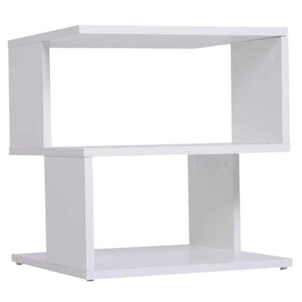 Nancy's Vinings Bijzettafel - Nachtkastje - Opbergutrymme - Två nivåer - Design - Bewerkt Hout - Svart/Vit - 40 x 40 x 43 cm