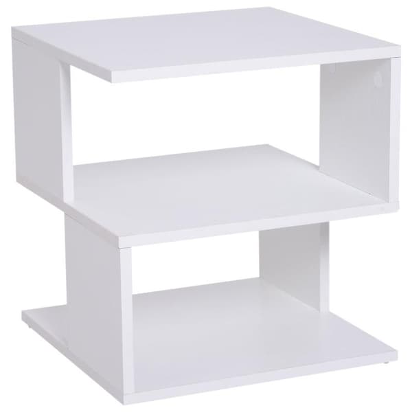 Nancy's Vinings Bijzettafel - Nachtkastje - Opbergutrymme - Två nivåer - Design - Bewerkt Hout - Svart/Vit - 40 x 40 x 43 cm