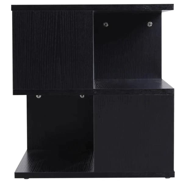 Rootz Side Table - 2-tier Side Table - Bed Table With Modern Design - Coffee Table For Office - Living Room - Dining Room - Black - 40 x 40 x 43 cm