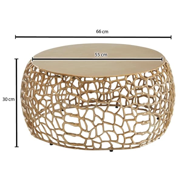 Rootz sohvapöytä metalli kulta 66x66x30 cm sohvapöytä alumiini pyöreä - Design olohuoneen pöytä haararakenteella - Pieni sohvapöytä Moderni - Sivupöyt