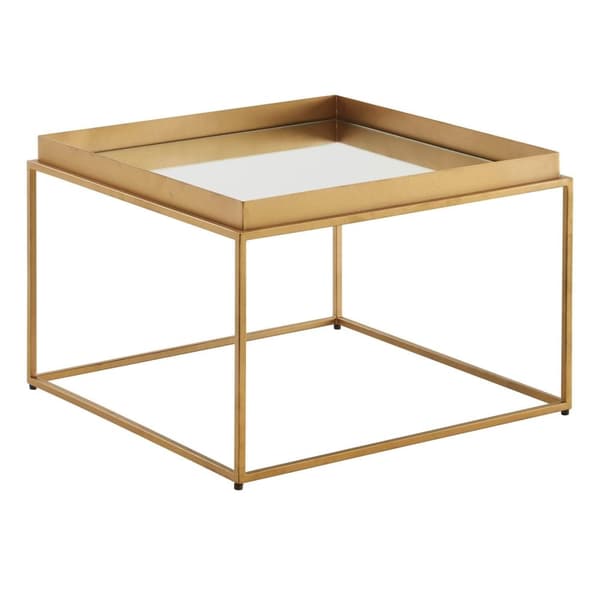 Rootz sohvapöytä lasi metalli 60x60x41 cm sohvapöytä kulta peilattu - Design olohuoneen pöytä Neliö - Pieni sohvapöytä Moderni peililasi - Sivupöytä s