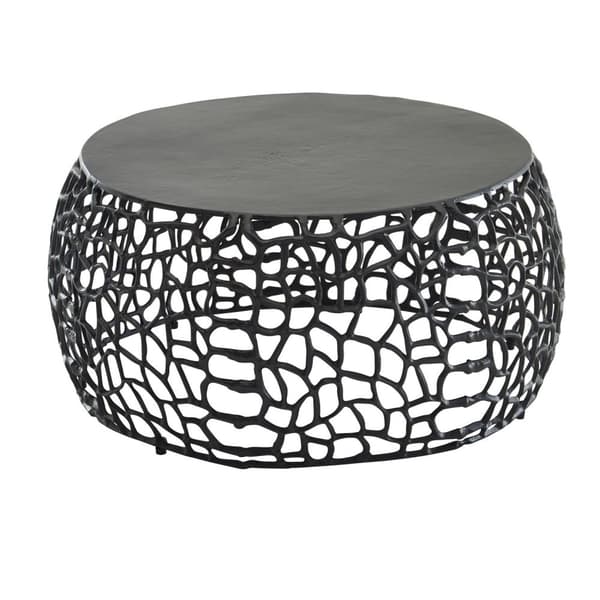 Rootz sofabord metal sort 66x66x30 cm sofabord aluminium rundt - Design stuebord med grenstruktur - Lille sofabord Moderne - Sidebord sidebord stue