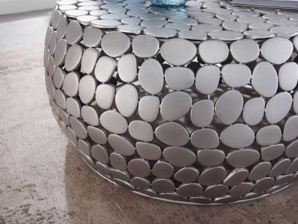 Rootz sohvapöytä metalli hopea 66x66x32 cm sohvapöytä alumiini - Design olohuoneen pöytä pyöreä - Pieni sohvapöytä Moderni - Sivupöytä sivupöytä olohu