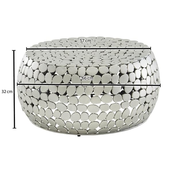 Rootz sohvapöytä metalli hopea 66x66x32 cm sohvapöytä alumiini - Design olohuoneen pöytä pyöreä - Pieni sohvapöytä Moderni - Sivupöytä sivupöytä olohu