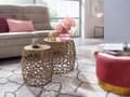 Miniatyrbillede 5 af 7: Rootz sidebord sæt med 2 aluminium guld design redeborde metal runde - Stue bord, sofabord, grenstruktur, moderne - 2-delt sofabord stue
