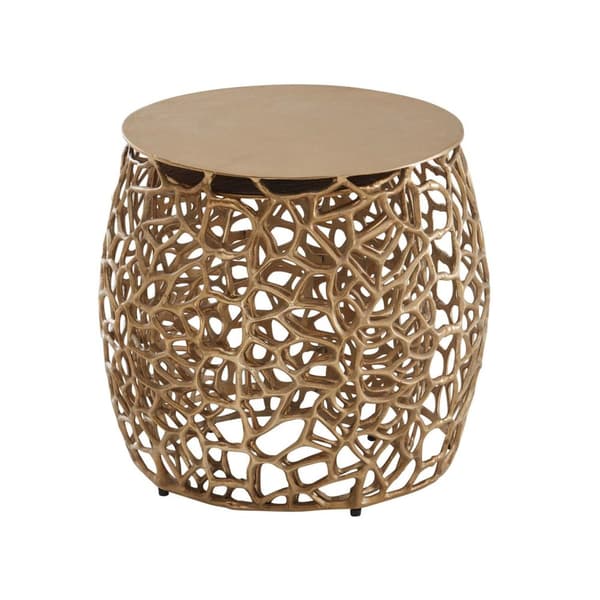 Rootz sidebord sæt med 2 aluminium guld design redeborde metal runde - Stue bord, sofabord, grenstruktur, moderne - 2-delt sofabord stue