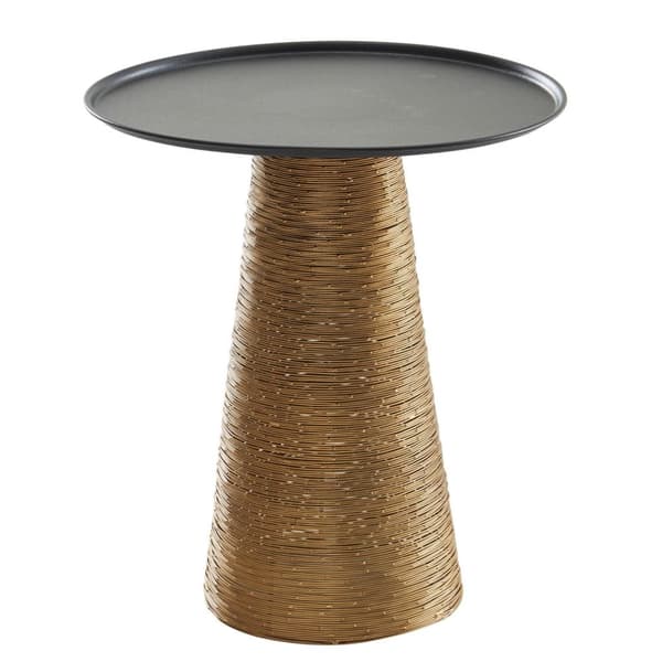Rootz sidebord guld sort 40x40x45 cm sidebord aluminium - Rundt metal sofabord - Stuebord Sofa Moderne - Sofabord højt