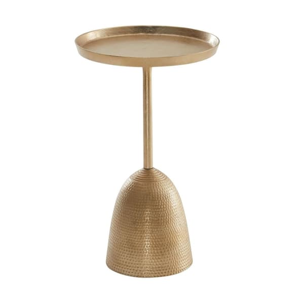 Rootz sidebord guld 33x33x53 cm sidebord aluminium - Rundt metal sofabord - Stuebord Couch Modern - Sofabord højt