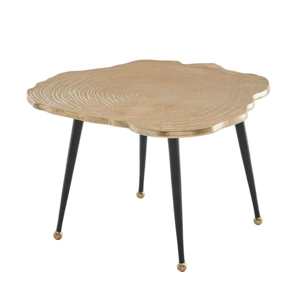 Rootz sohvapöytä alumiini puulevy 64x64x37 cm sohvapöytä metalli kulta - Design olohuoneen pöytä pyöreä - Pieni sohvapöytä Moderni - Sivupöytä sivupöy