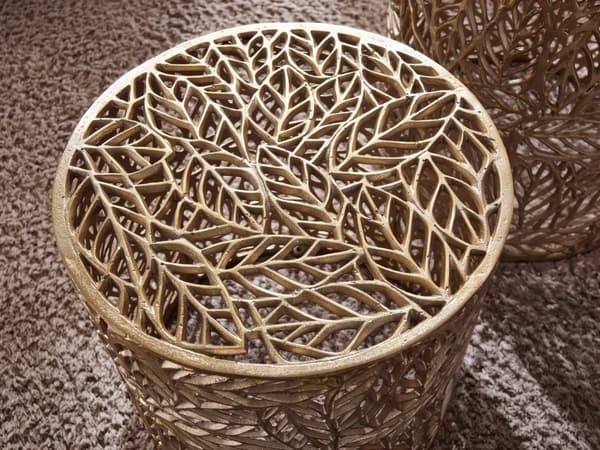 Rootz sidebord sæt af 2 aluminium guld design redeborde metal runde - Stue bord Sofabord Blomstermønster Moderne - 2-delt sofabord stue Floristic