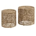 Miniatyrbillede 1 af 7: Rootz sidebord sæt af 2 aluminium guld design redeborde metal runde - Stue bord Sofabord Blomstermønster Moderne - 2-delt sofabord stue Floristic