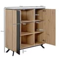 Pikkukuva 6 / 7: Rootz highboard 110x125x40 cm MDF senkki tammella - musta - lipasto 2 ovella - Lipasto hyllyllä - Eteisen kaappi moderni - Vapaasti seisova senkki met