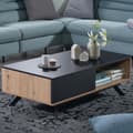 Pikkukuva 2 / 7: Rootz sohvapöytä 110x60x38 cm MDF tammi sisustus - musta olohuoneen pöytä - Suorakaiteen muotoinen sohvapöytä säilytystilalla - Sohvapöytä laatikoinee
