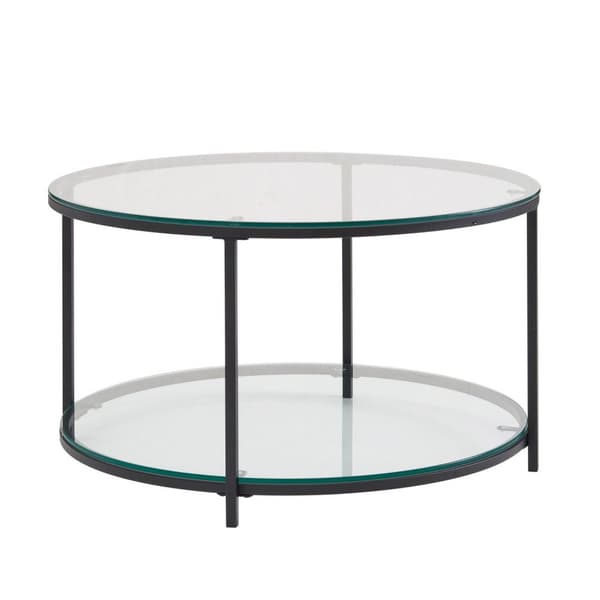 Rootz sohvapöytä 80x80x45 cm lasi - olohuoneen metallinen pöytä pyöreä moderni - Sohvapöytä säilytystilalla - Olohuone pöytä säilytyslokerolla - Sohva