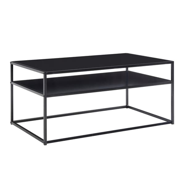 Rootz sofabord 100x60x45 cm metal stuebord industriel sort - Sofabord stål med opbevaringsplads - Loungebord med opbevaringsrum - Sofabord sidebord fi