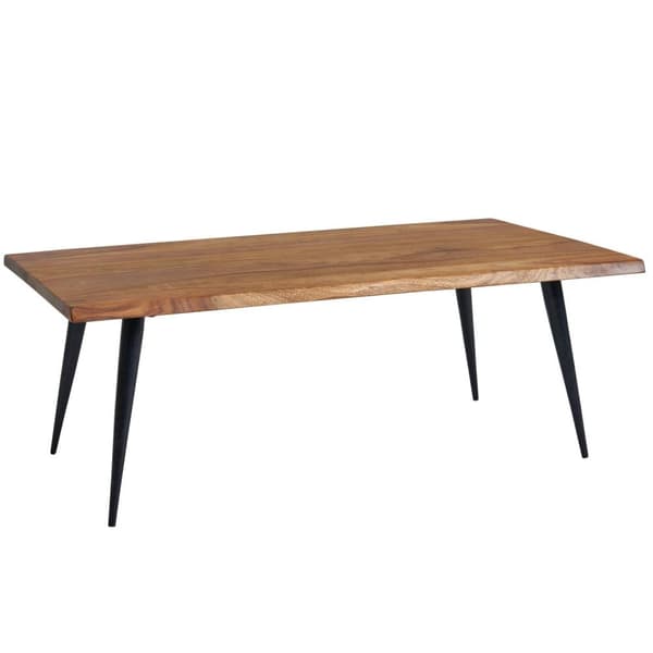 Rootz sofabord 110x60x40 cm massivt sheesham-træ sofabord med trækant - Stuebord sofabord kantet med metalstel - Stort bord sidebord stue moderne
