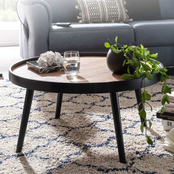 Rootz sohvapöytä pyöreä 76x76x40 cm musta ruskea sohvapöytä moderni - Pyöreä sohvapöytä - Iso olohuoneen pöytä - Sohvapöytä sohvapöytä