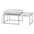 Miniatyrbillede 4 af 7: Rootz Sæt med 2 Træ - Metal Sofabord Firkantet Hvid Moderne - Sidebord 2-delt - Design stueborde - Træbord indskudsborde