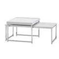 Miniatyrbillede 1 af 7: Rootz Sæt med 2 Træ - Metal Sofabord Firkantet Hvid Moderne - Sidebord 2-delt - Design stueborde - Træbord indskudsborde
