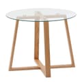 Miniatyrbillede 7 af 7: Rootz sofabord 58x58x47 cm massivt egetræs sofabord - rundt glas - Design stuebord moderne - Træbord, lille værelsesbord - Sofabord stue ægte træ