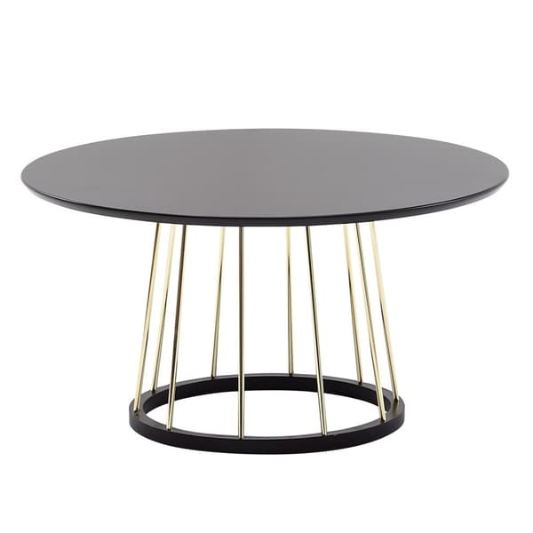 Rootz soffbord runt 80x80x42 cm svart guld soffbord metall modernt - Runt vardagsrumsbord Salongbord - Stort vardagsrumsbord - Soffbord loungebord