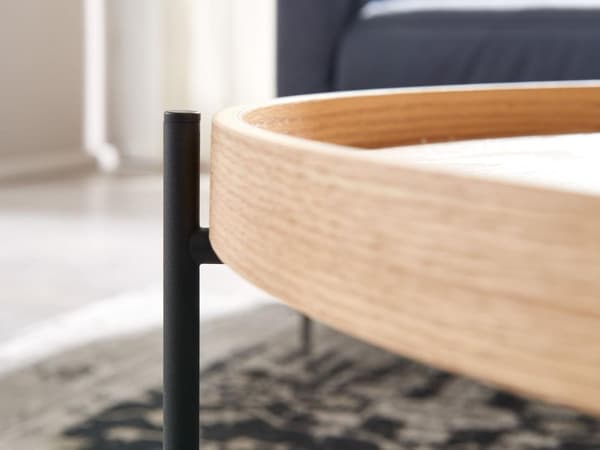 Rootz sohvapöytä 78x78x40 cm sohvapöytä puuta - metalli olohuoneen pöytä tammi - Designhuoneen pöytä moderni pyöreä - Puinen sohvapöytä - Olohuoneen p