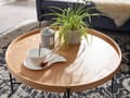 Pikkukuva 6 / 7: Rootz sohvapöytä 78x78x40 cm sohvapöytä puuta - metalli olohuoneen pöytä tammi - Designhuoneen pöytä moderni pyöreä - Puinen sohvapöytä - Olohuoneen p