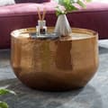 Miniatyrbillede 2 af 7: Rootz sofabord aluminium guld 60x60x35 cm stuebord hamret - Designer sofabord rundt aluminium orientalsk - Rundt metal sofabord lille