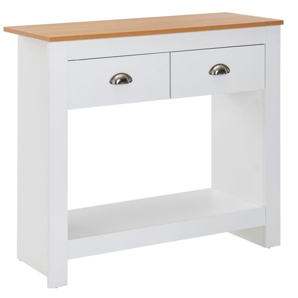 Rootz konsolipöytä 85x35x76 cm valkoinen - tammi design senkki moderni kapea - Arkistointipöytä eteinen laatikoilla ja säilytystilalla - Eteisen pöytä