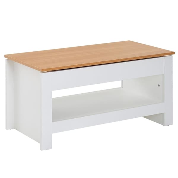 Rootz design soffbord 85 X 47 X 45 cm vit - ek - Vardagsbord med förvaringsutrymme - Soffbord med förvaringsfack Modernt - Fyrkantigt soffbord
