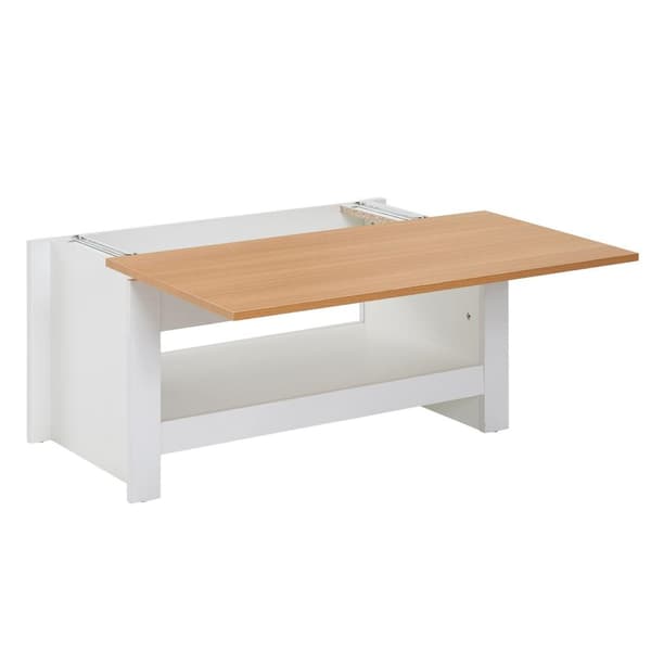 Rootz design soffbord 85 X 47 X 45 cm vit - ek - Vardagsbord med förvaringsutrymme - Soffbord med förvaringsfack Modernt - Fyrkantigt soffbord