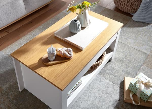 Rootz design soffbord 85 X 47 X 45 cm vit - ek - Vardagsbord med förvaringsutrymme - Soffbord med förvaringsfack Modernt - Fyrkantigt soffbord