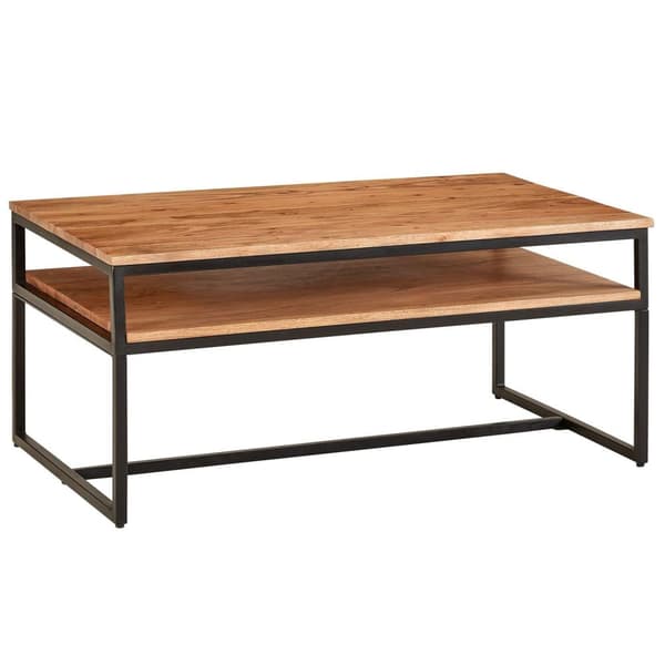 Rootz sofabord 100x60x45 cm massivt træ metal sofabord stuebord akacie - Industrielt værelsesbord med opbevaringsplads - Træbord, sofabord, massivt