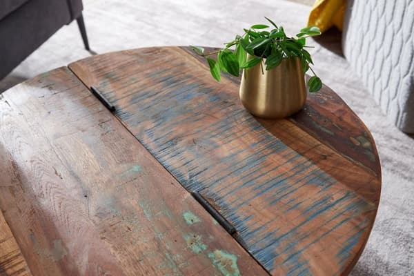 Rootz soffbord Mango 60x36x60 cm massivt trä metall vit industrirunda - Design vardagsrumsbord med förvaringsutrymme - Loungebord soffbord modernt