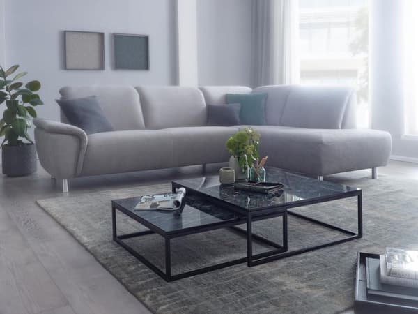 Rootz Design Set med 2 Black Marble Optics Angular - Soffbord 2-delad metallram - Nobla vardagsrumsbord - Moderna häckbord