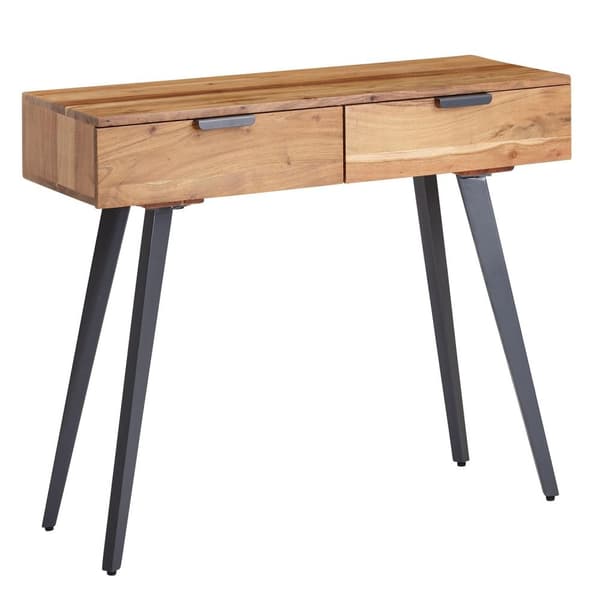 Rootz konsol 90 x 78 x 36 cm akacie massivt træ - metal konsol med skuffer - Lille skrivebord med metal ben - Toiletbord skænk moderne - Massivt hall