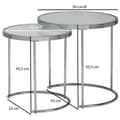 Miniatyrbillede 4 af 7: Rootz design sidebord rundt Ø 50-42 cm - 2 stk hvid sølv med glasplade - Stuebord sæt af 2 - Nesting bord mælkeglas - sofabord