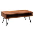 Miniatyrbillede 1 af 7: Rootz sofabord 100x40x50 cm Sheesham massivt træ - metal sofabord - Design sofabord rektangulært Massivt sofabord - Stort bord stue