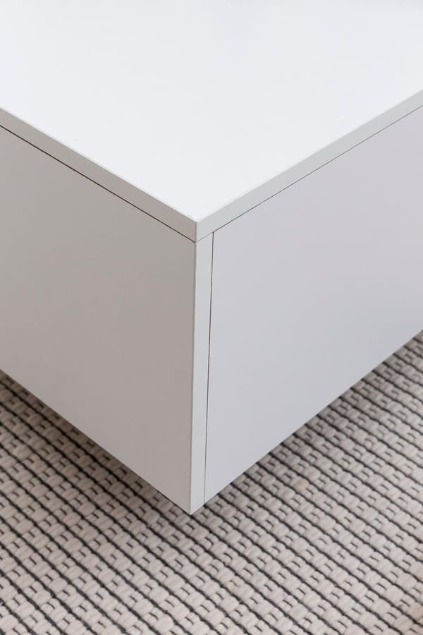 Rootz-sohvapöytä puinen 60 x 60 x 35,5 cm lastulevy - Sohvapöytä Sohvapöytä Moderni - Sivupöytä Neliön muotoinen Valkoinen - Design sohvapöytä oleskel