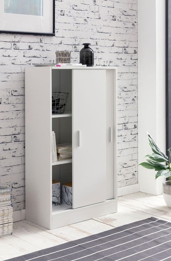 Rootz arkivskab træ 60 x 107,5 x 28,5 cm hvid - Design multifunktionsskab - Kontorskab Moderne - Kommode Hallmøbler - Skænk entre kommode - Lille opbe